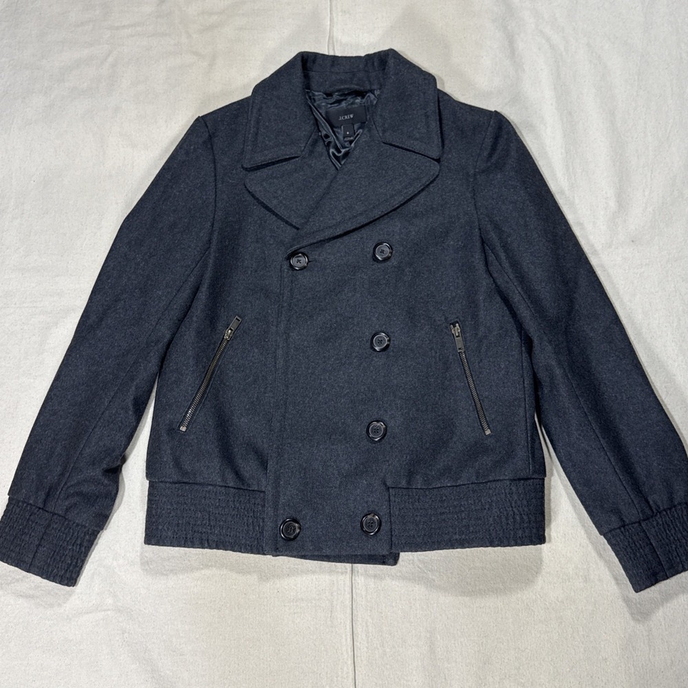 J.Crew Wool Double Breasted Jacket Coat Women's Size 8 Gray Style